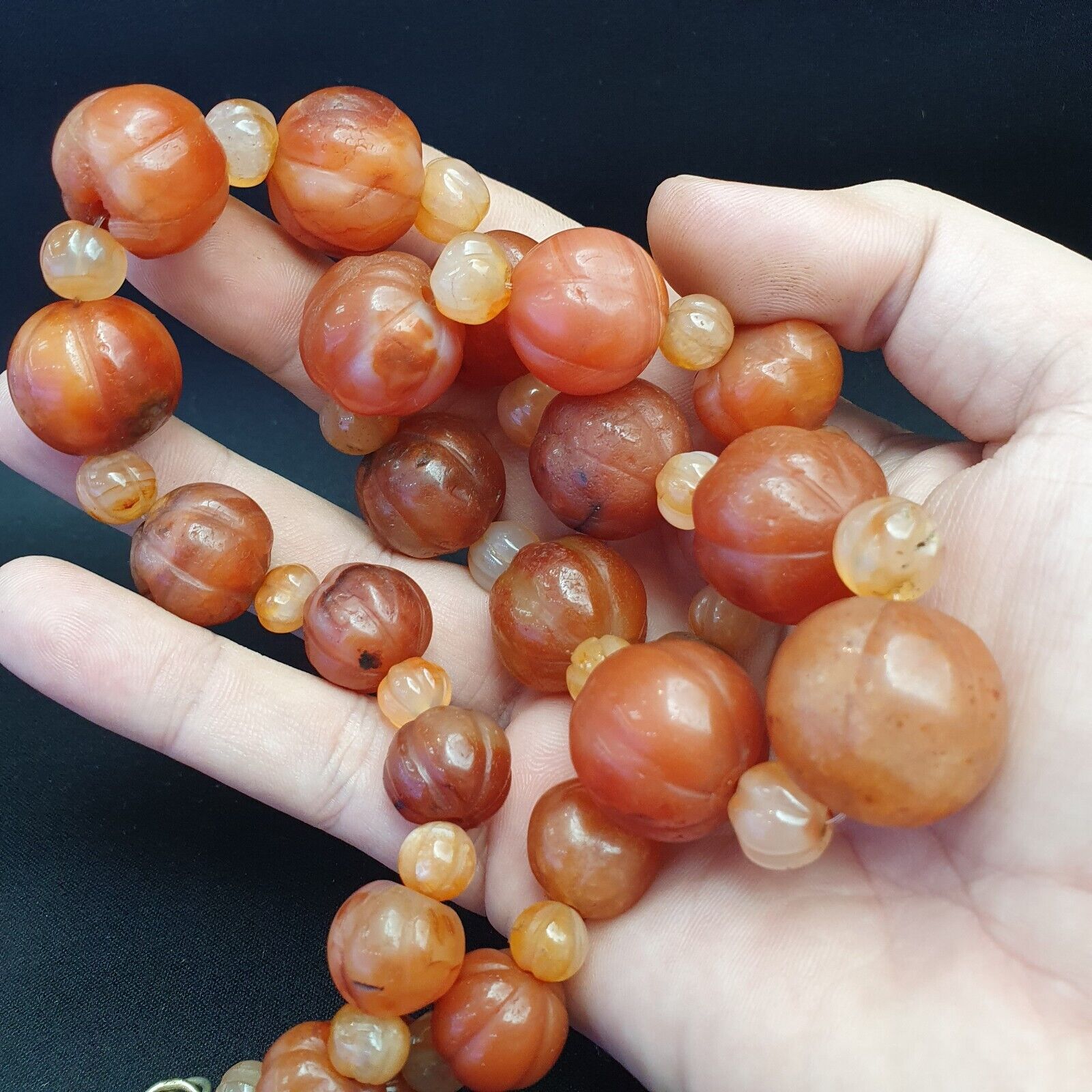 Old Ancient Indo Tibetan Carnelian Agate Beads Prayer Beads Jewelry necklace