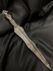 Antique WONDERFUL BRONZE DAGGER SHORT SWORD With Human Heads Handle