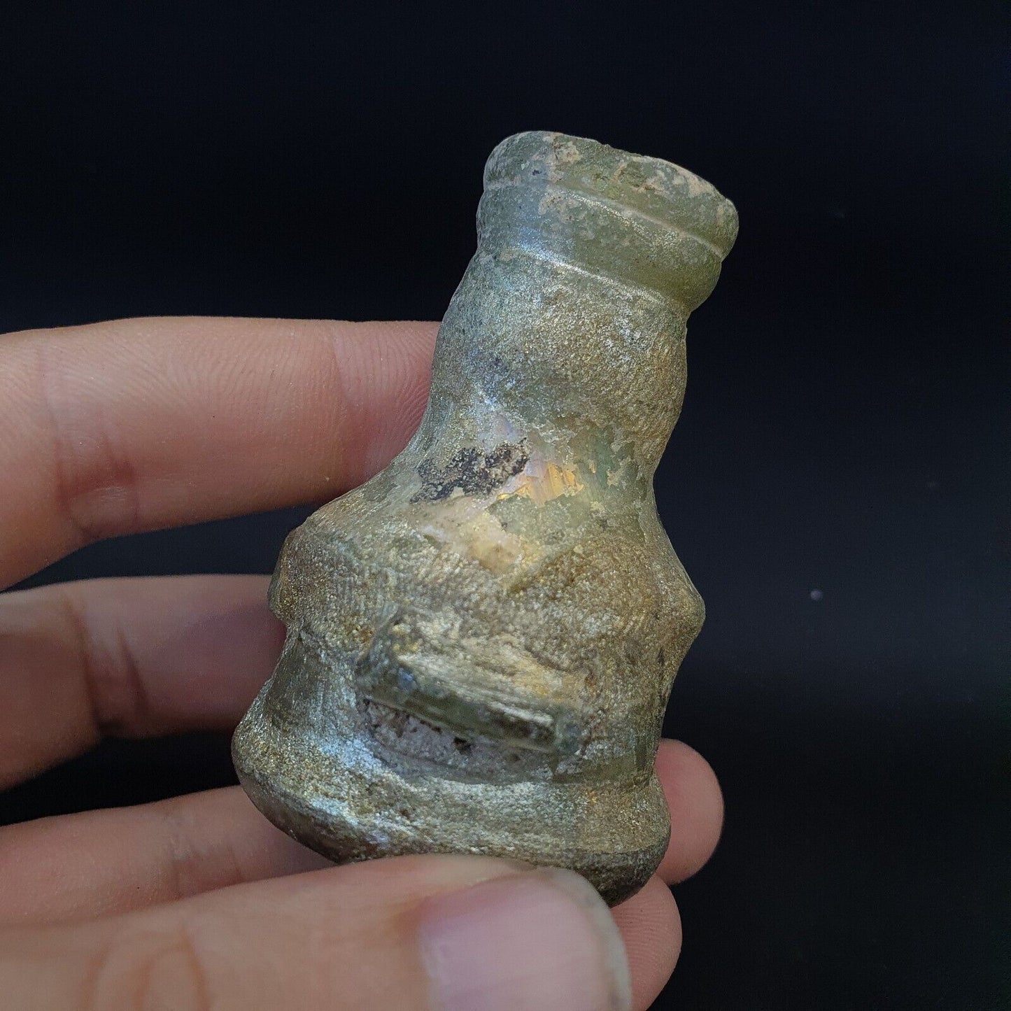 古羅馬玻璃虹彩藥或香水玻璃瓶