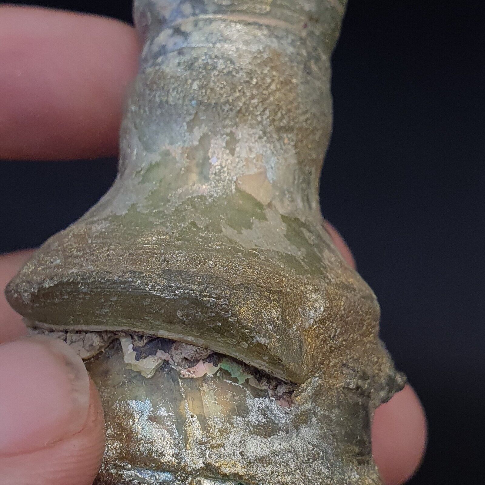 Ancient Roman Glass Iridescent Medicine or Fragrance Glass Bottle