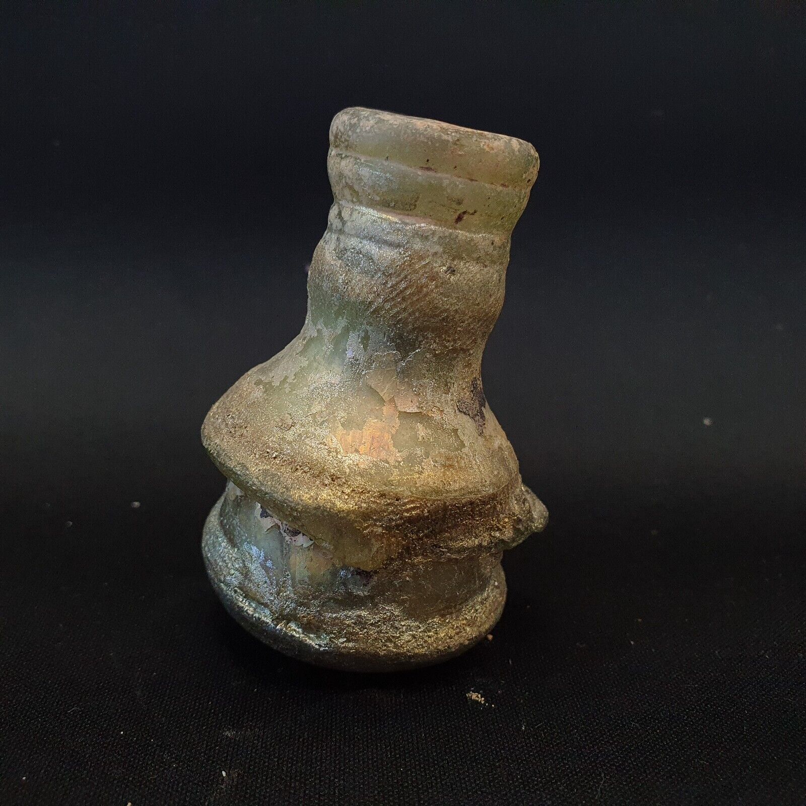 Ancient Roman Glass Iridescent Medicine or Fragrance Glass Bottle