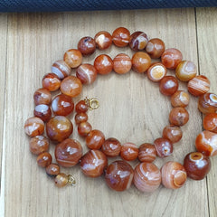 Antique Agate Eye Beads carnelian Beads Strand Necklace