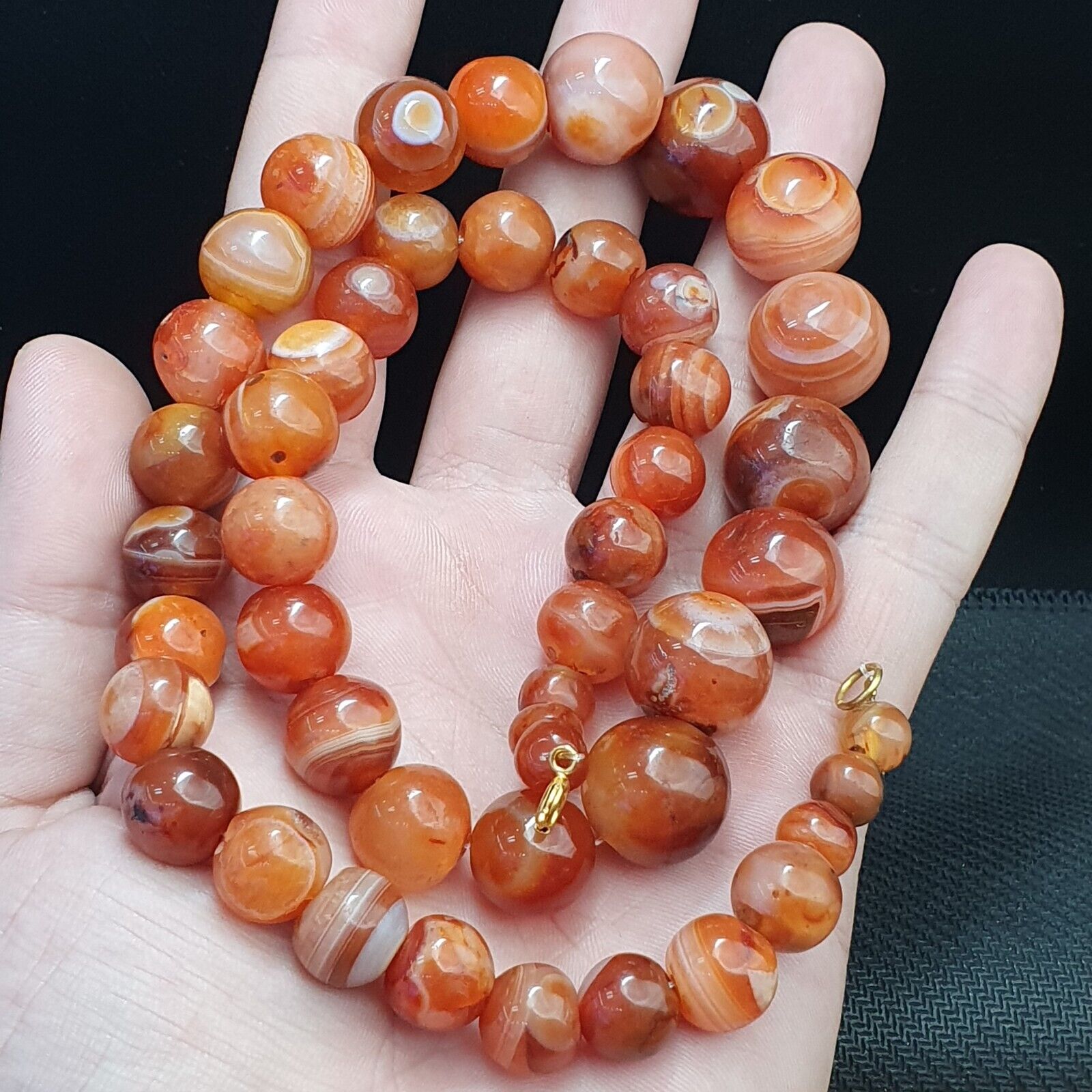 Antique Agate Eye Beads carnelian Beads Strand Necklace
