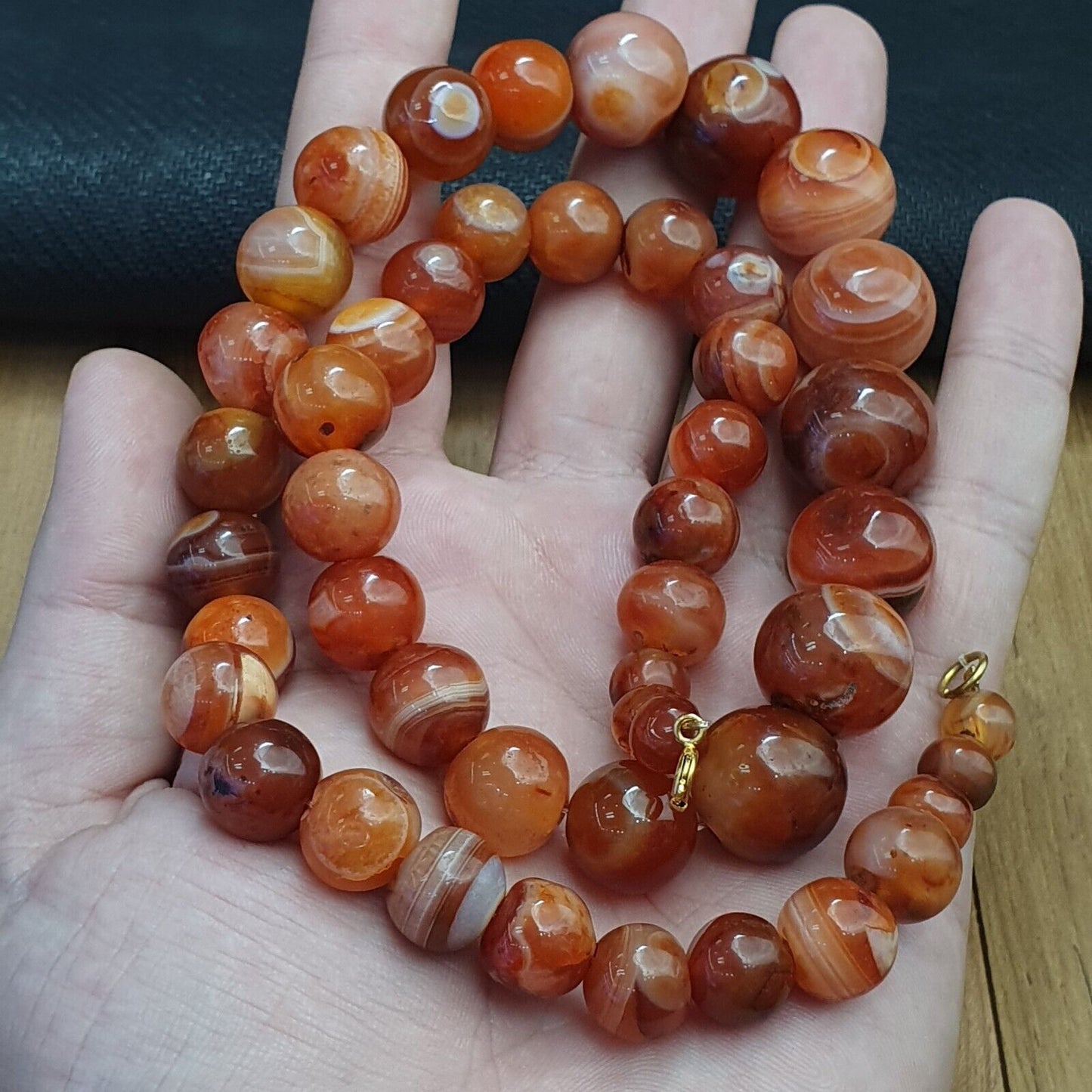 古董瑪瑙眼珠紅玉髓珠串項鍊