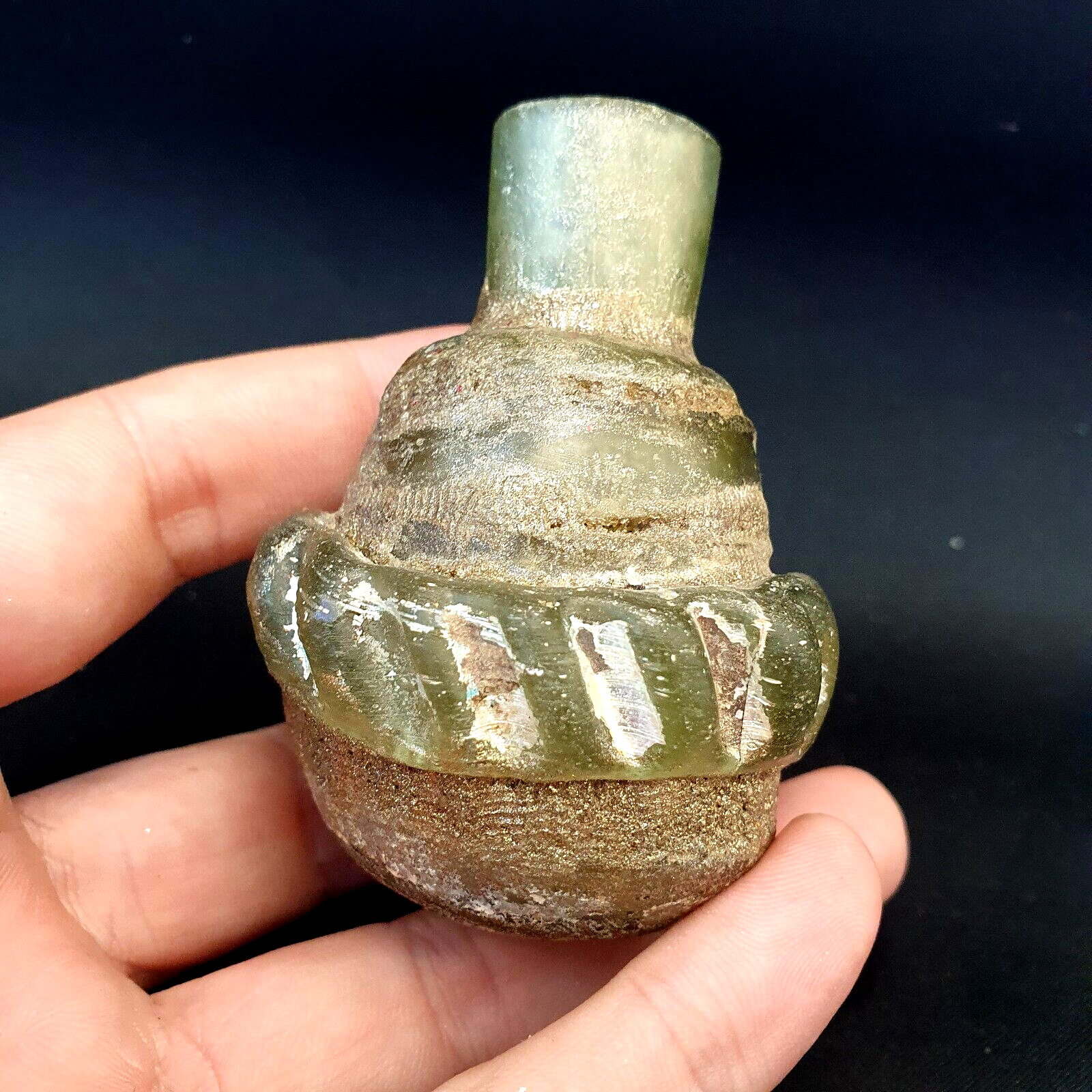 Ancient Roman Glass perfume bottle Medicine Bottle in Excellent condition