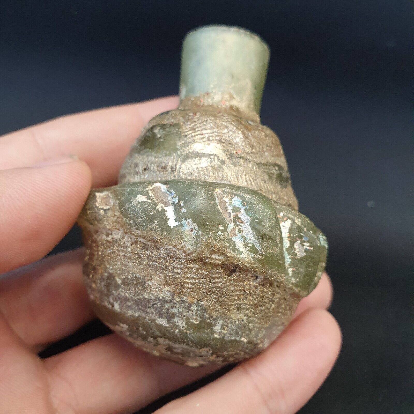 Ancient Roman Glass perfume bottle Medicine Bottle in Excellent condition