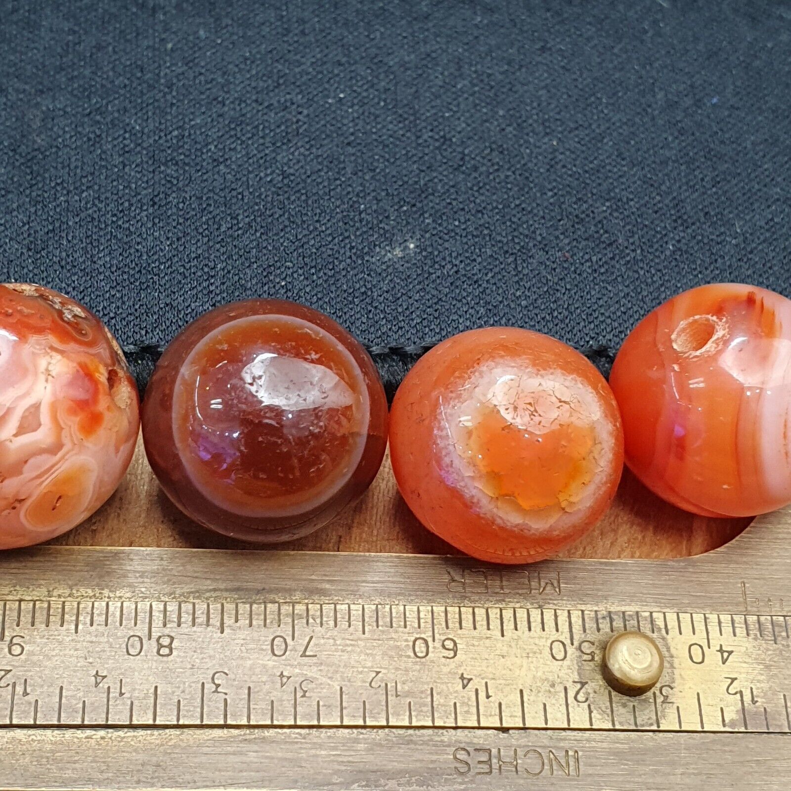 Lot 8 Antique Agate Eye Beads Safavid dynasty Mughal Era Beads 17-19mm