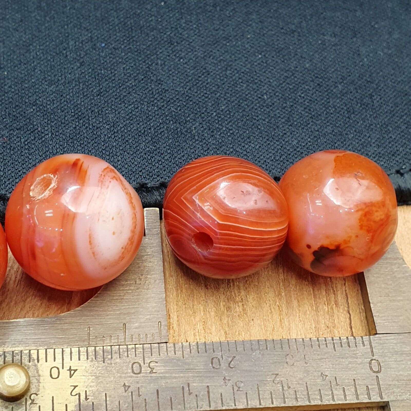 Lot 8 Antique Agate Eye Beads Safavid dynasty Mughal Era Beads 17-19mm