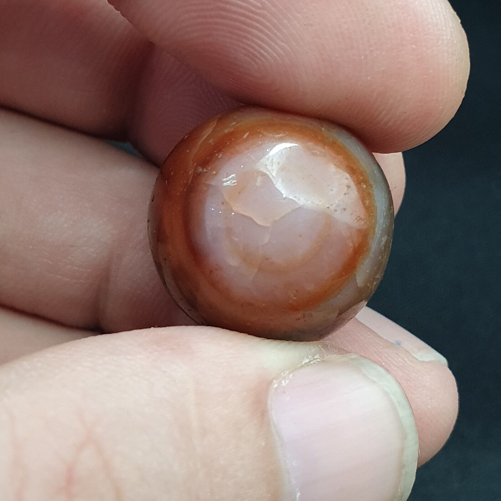 Lot 8 Antique Agate Eye Beads Safavid dynasty Mughal Era Beads 17-19mm