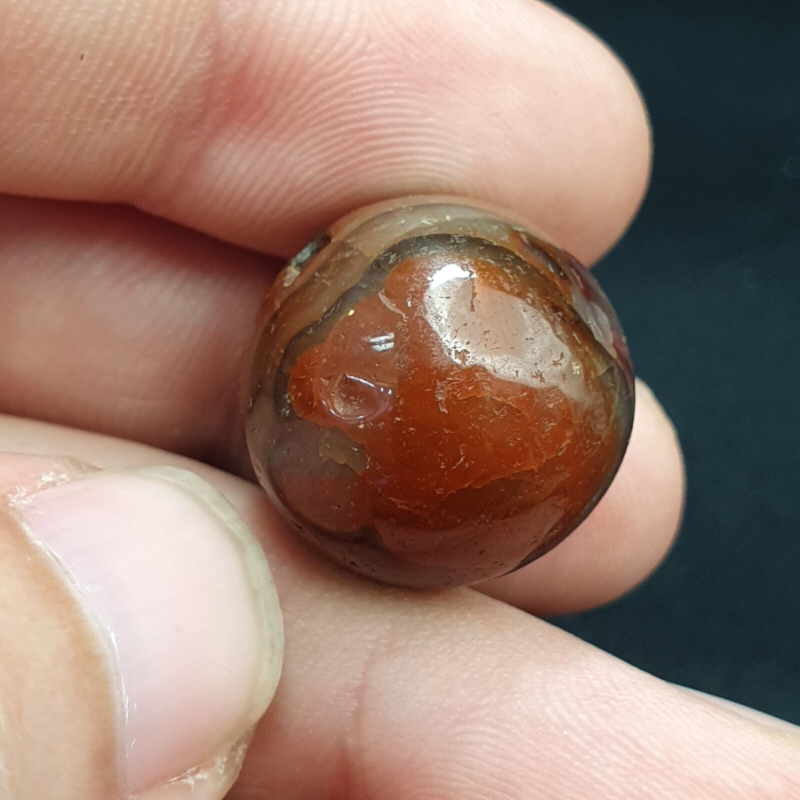 Lot 8 Antique Agate Eye Beads Safavid dynasty Mughal Era Beads 17-19mm