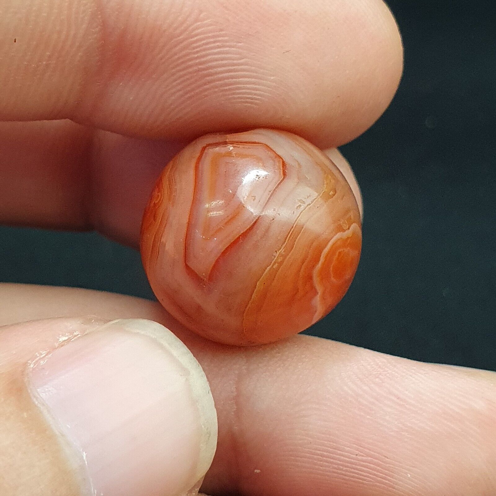 Lot 8 Antique Agate Eye Beads Safavid dynasty Mughal Era Beads 17-19mm