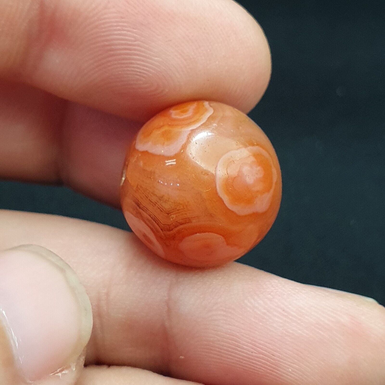 Lot 8 Antique Agate Eye Beads Safavid dynasty Mughal Era Beads 17-19mm