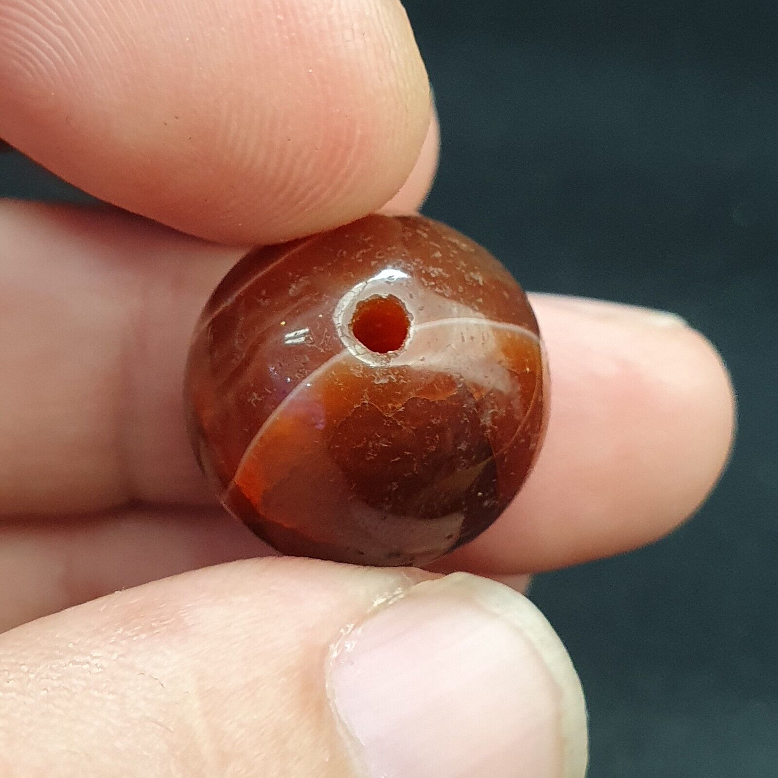 Lot 8 Antique Agate Eye Beads Safavid dynasty Mughal Era Beads 17-19mm