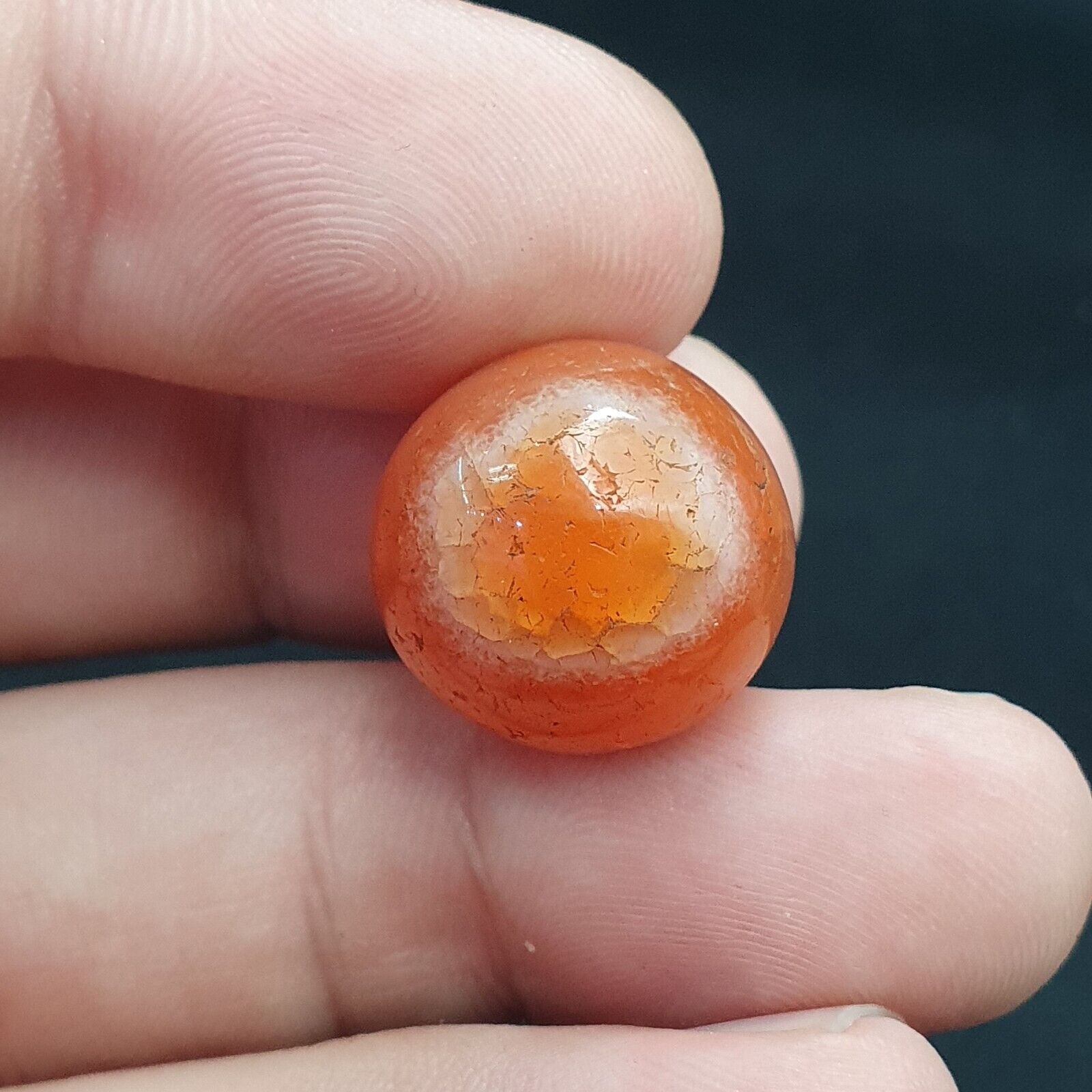 Lot 8 Antique Agate Eye Beads Safavid dynasty Mughal Era Beads 17-19mm