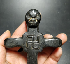Antique Chinese Black Stone Jade Stone hand carved iron meteorite Stone