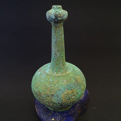 Antique Bronze Medicine or fragrance Jar Bottle Green Rusted Patina