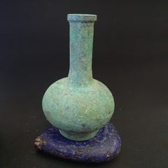 Antique Bronze Medicine or fragrance Jar Bottle Green Rusted Patina