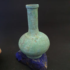 Antique Bronze Medicine or fragrance Jar Bottle Green Rusted Patina