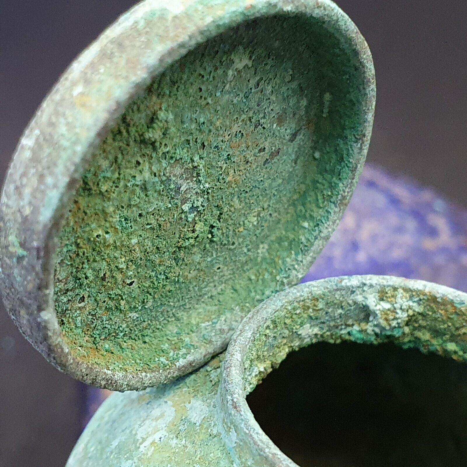 Antique Bronze Medicine or fragrance POT with Handles Green Rusted Patina