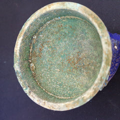 Ancient Antique Bronze Medicine Bowl with Handles Green Rusted Patina