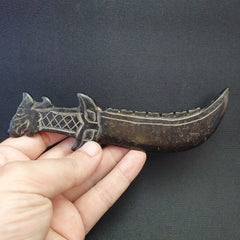 Antique Black Stone Jade Stone hand carved Mystic Creature Knife