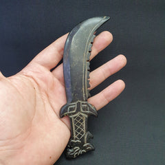 Antique Black Stone Jade Stone hand carved Mystic Creature Knife