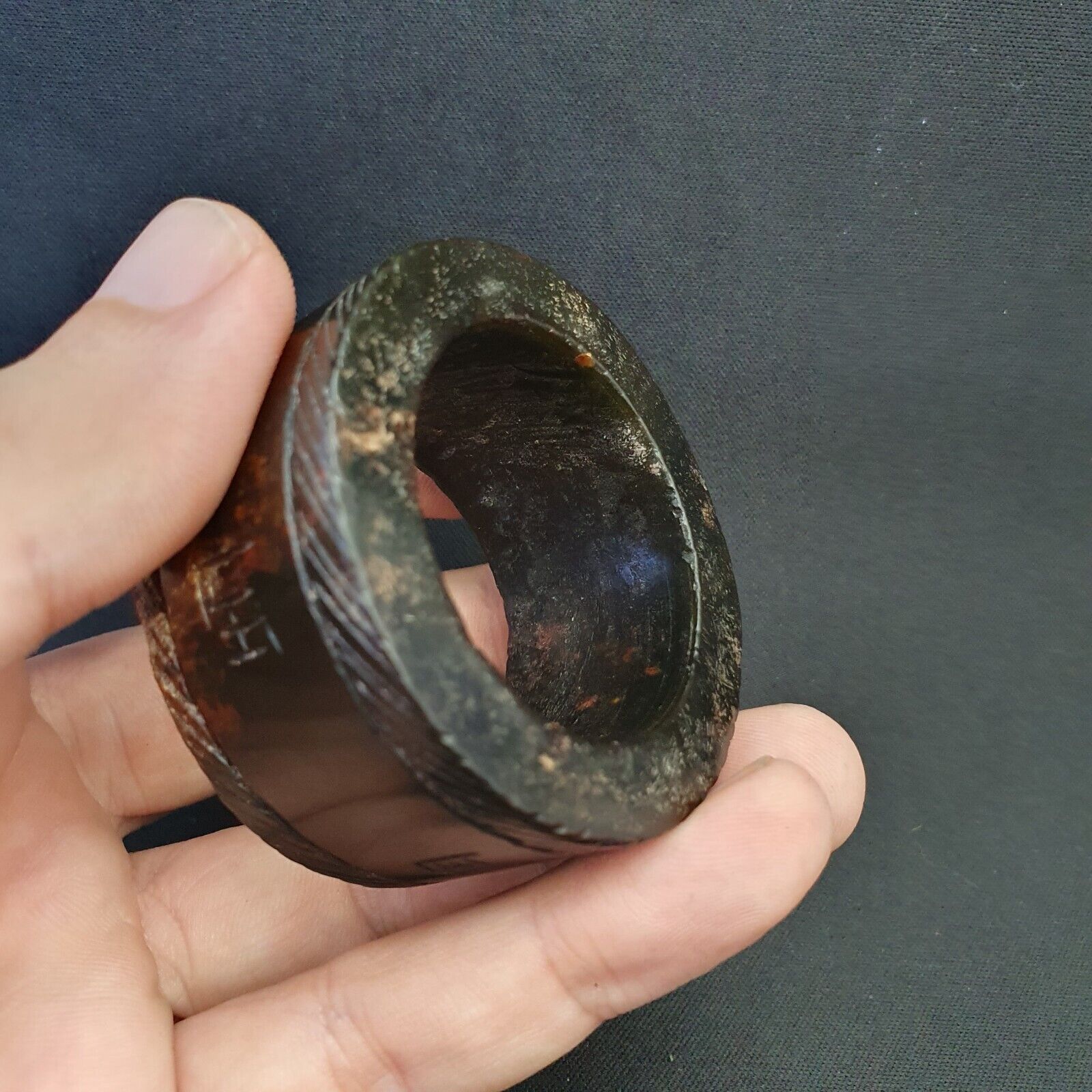 Antique Green Jade Chinese Song Dynasty Calligraphy Stone carved pendent