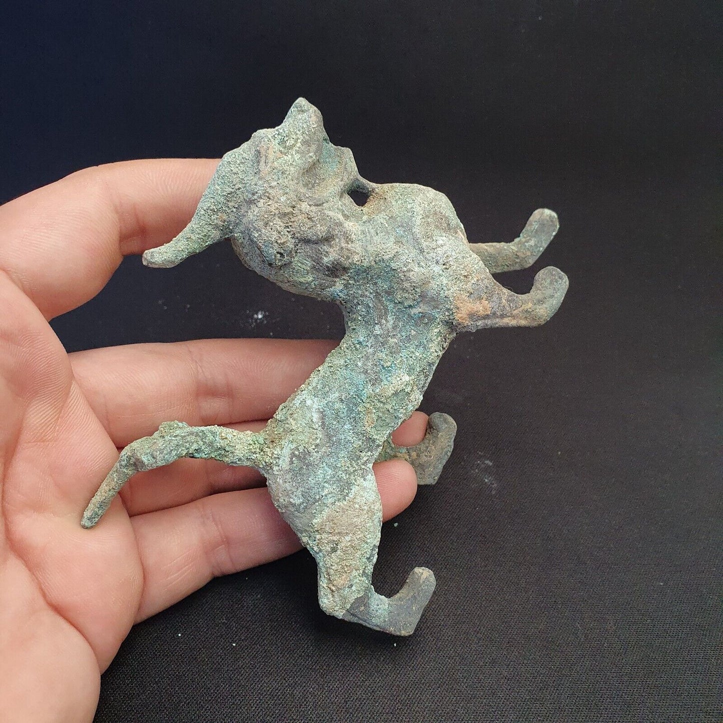 非常古老的稀有近東青銅獨特可愛動物雕像