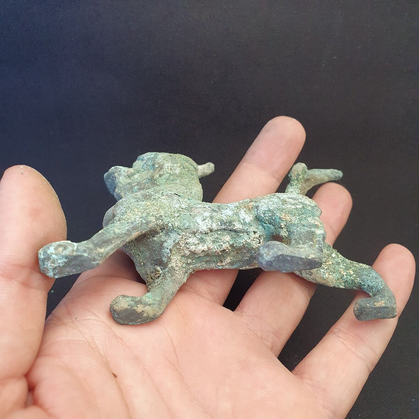 非常古老的稀有近東青銅獨特可愛動物雕像