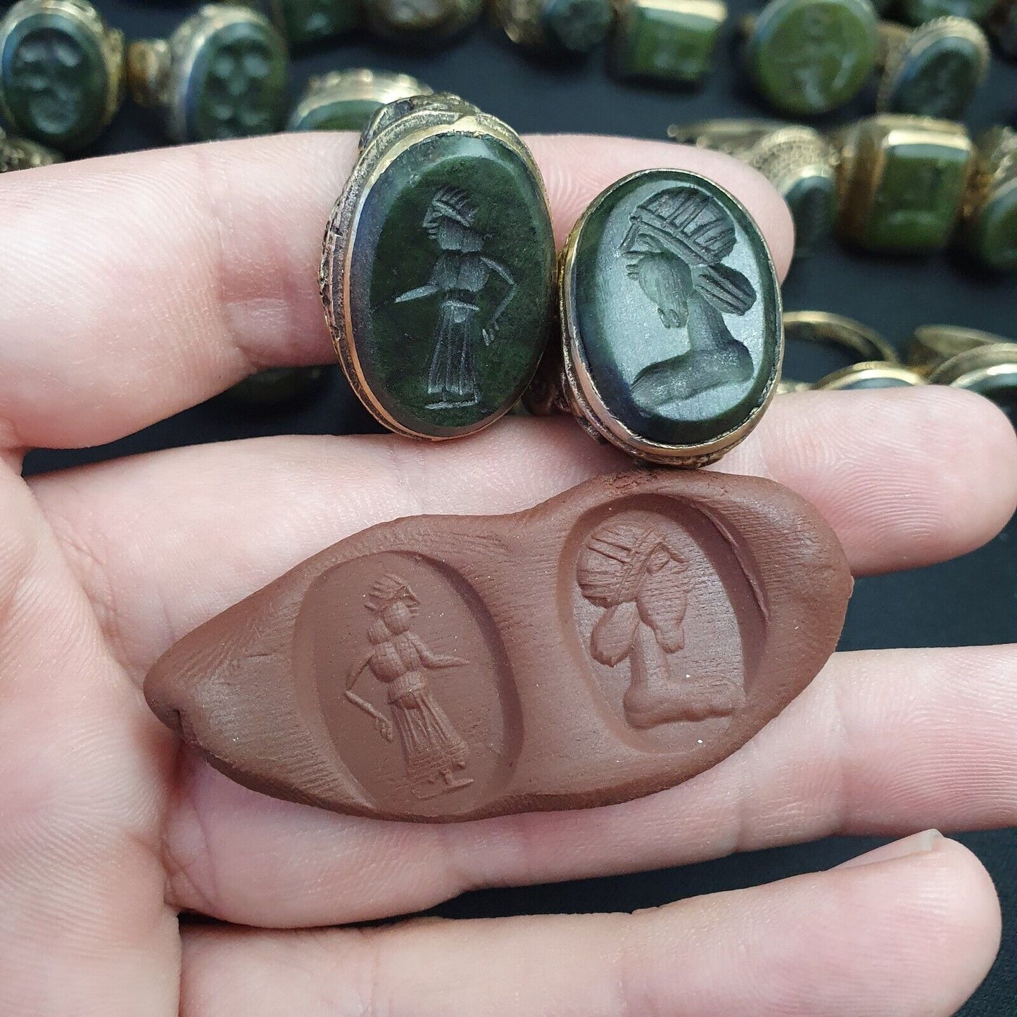 Antikes Vintage Wundervolles nahöstliches altes Jadesteintier geschnitztes seltenes Siegel