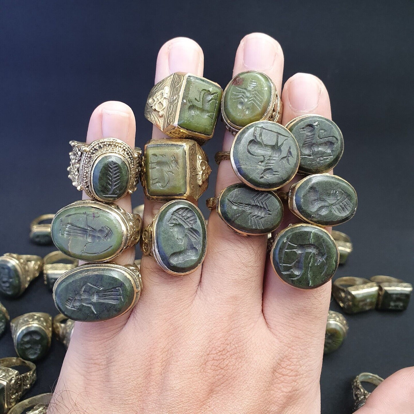 Antikes Vintage Wundervolles nahöstliches altes Jadesteintier geschnitztes seltenes Siegel