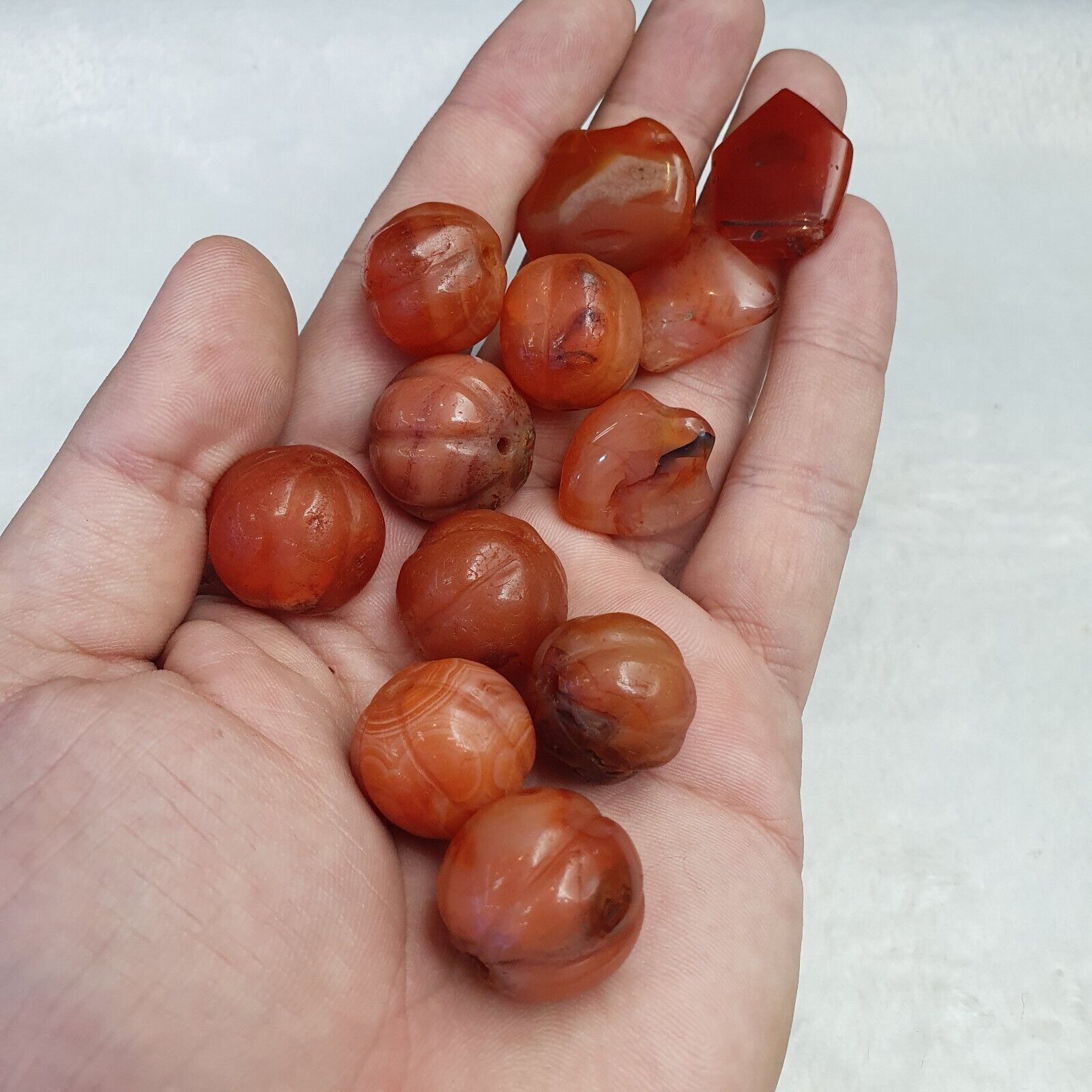 Lot Old Ancient Himalayan Indo Tibetan Agate Beads Amulet Pendants Beads