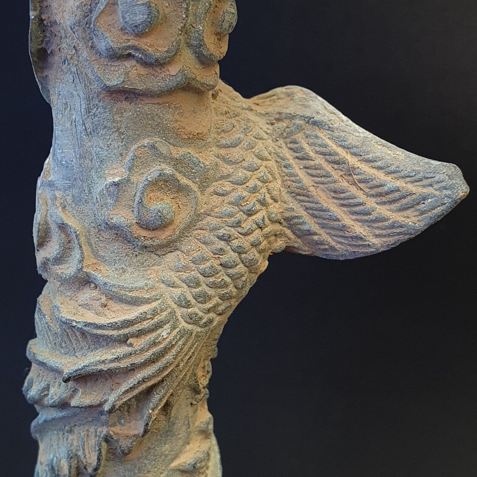 Pair of Antique Bronze Figural Candle Stick Holders Dragon And Bird Figurine