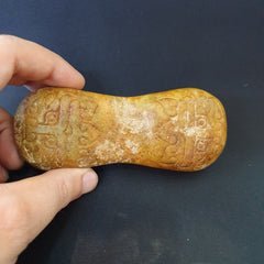 Antique Chinese Song Dynasty Calligraphy Stone carved yellow Jade Stone