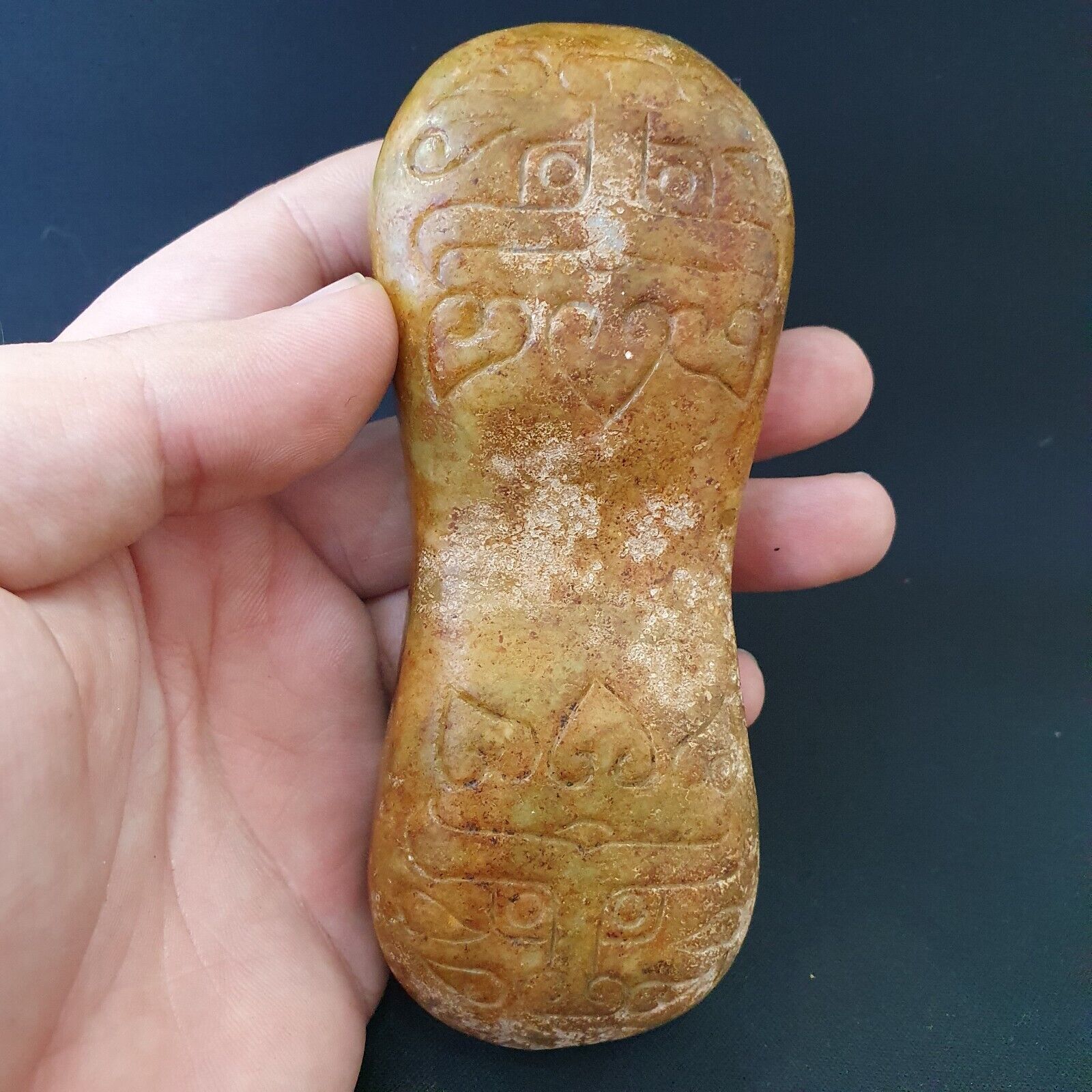 Antique Chinese Song Dynasty Calligraphy Stone carved yellow Jade Stone