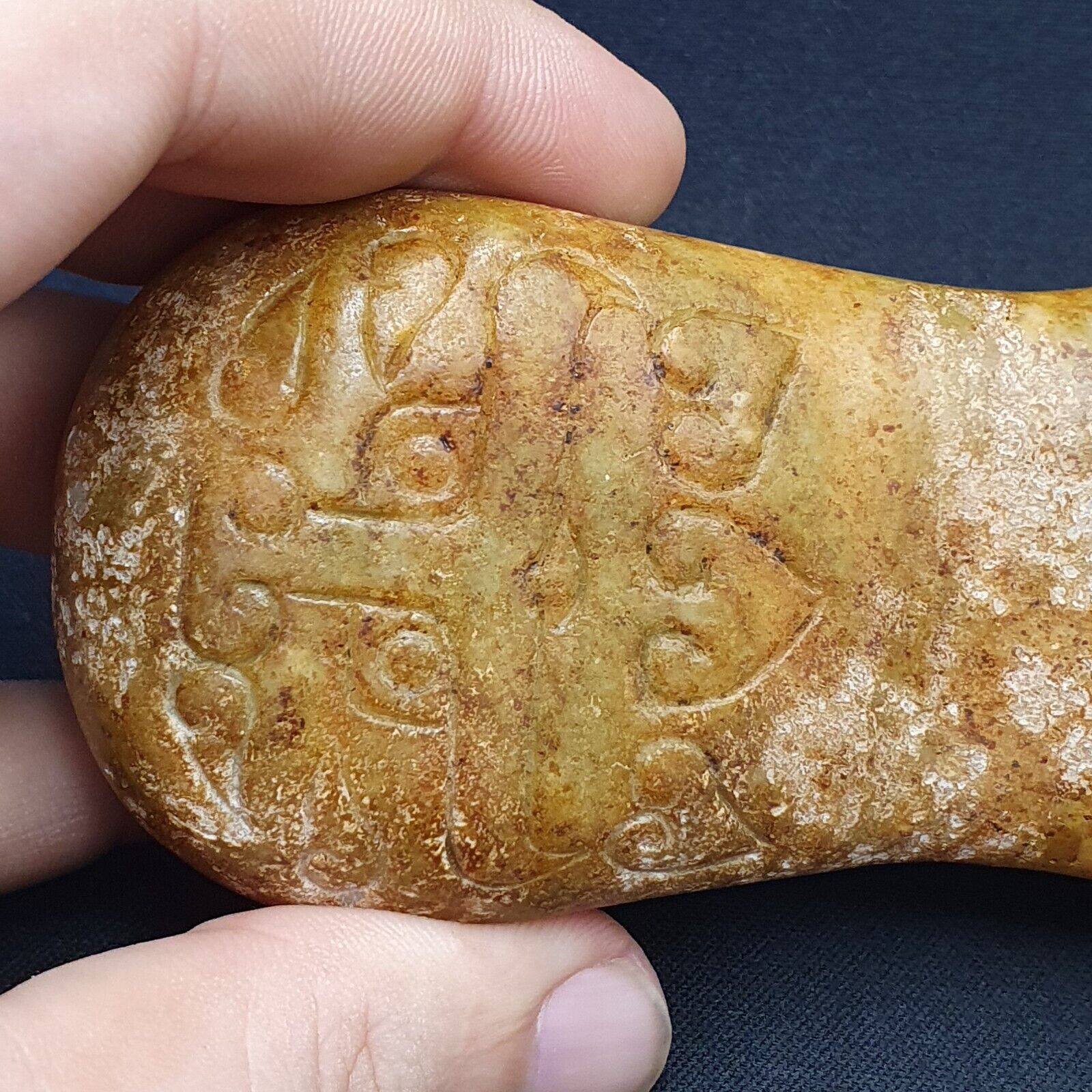 Antique Chinese Song Dynasty Calligraphy Stone carved yellow Jade Stone