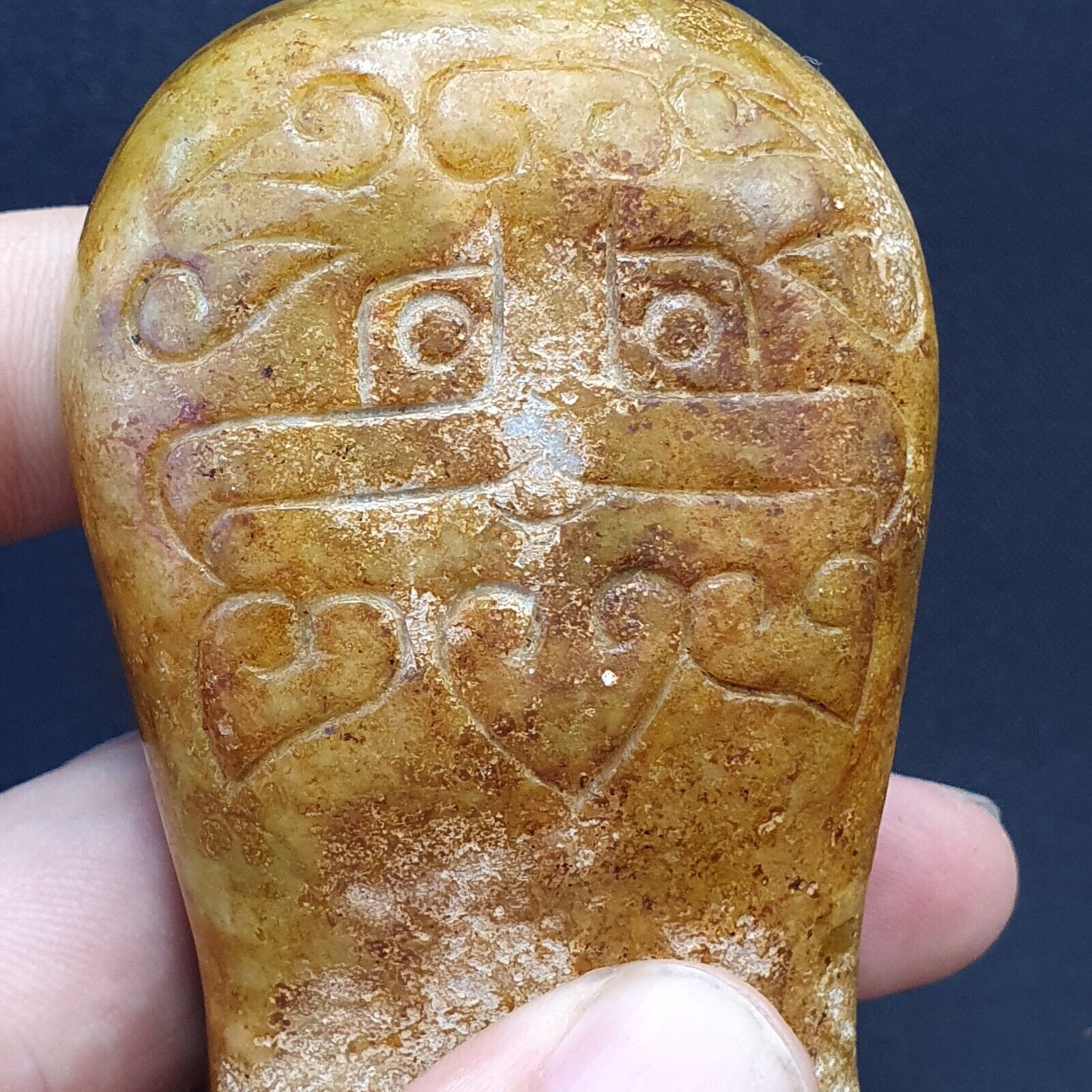 Antique Chinese Song Dynasty Calligraphy Stone carved yellow Jade Stone