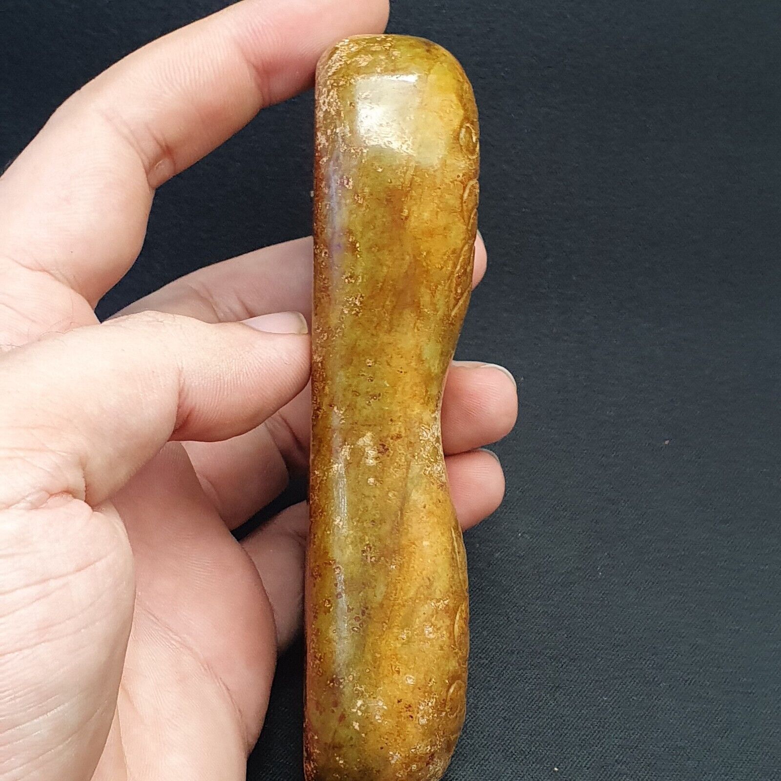 Antique Chinese Song Dynasty Calligraphy Stone carved yellow Jade Stone