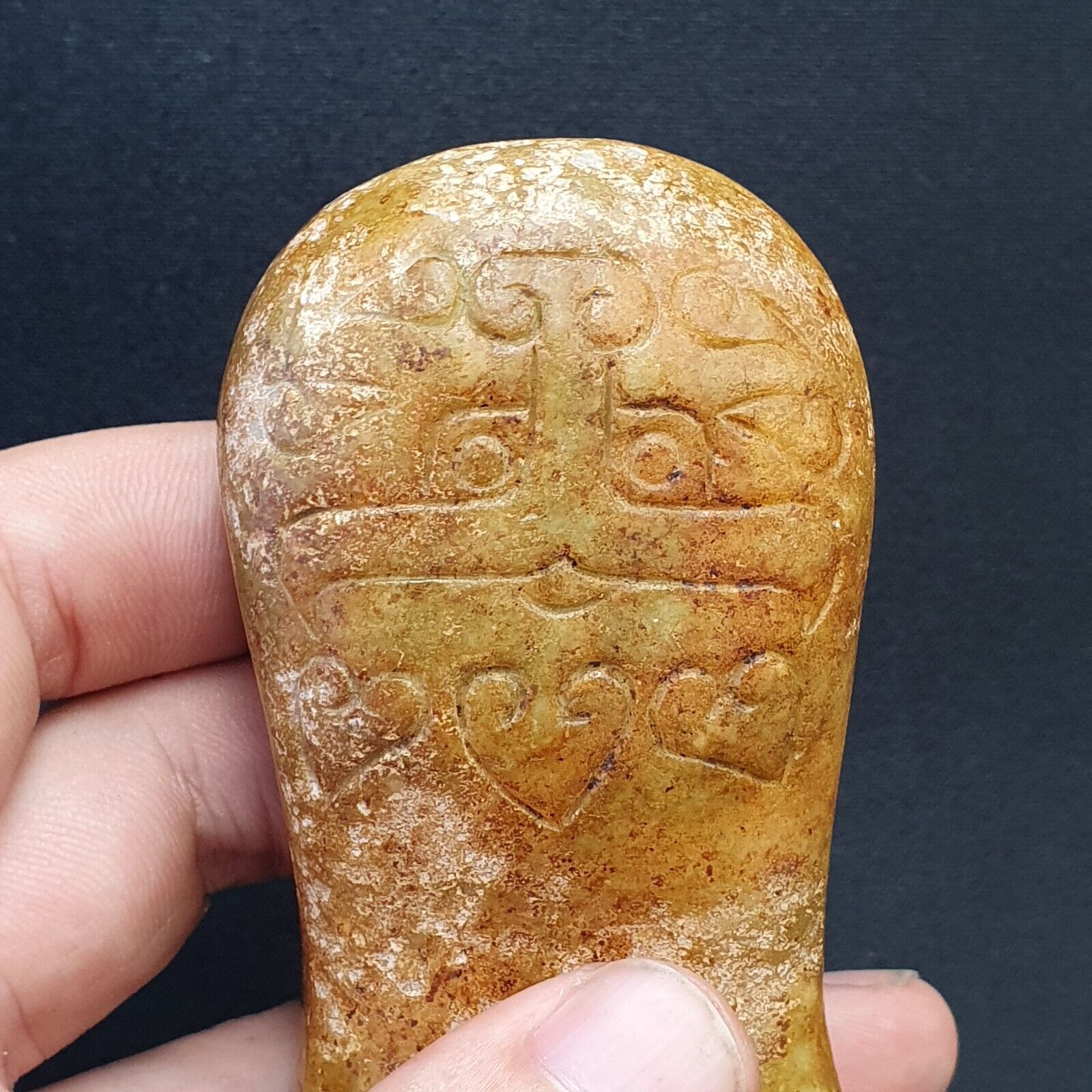Antique Chinese Song Dynasty Calligraphy Stone carved yellow Jade Stone