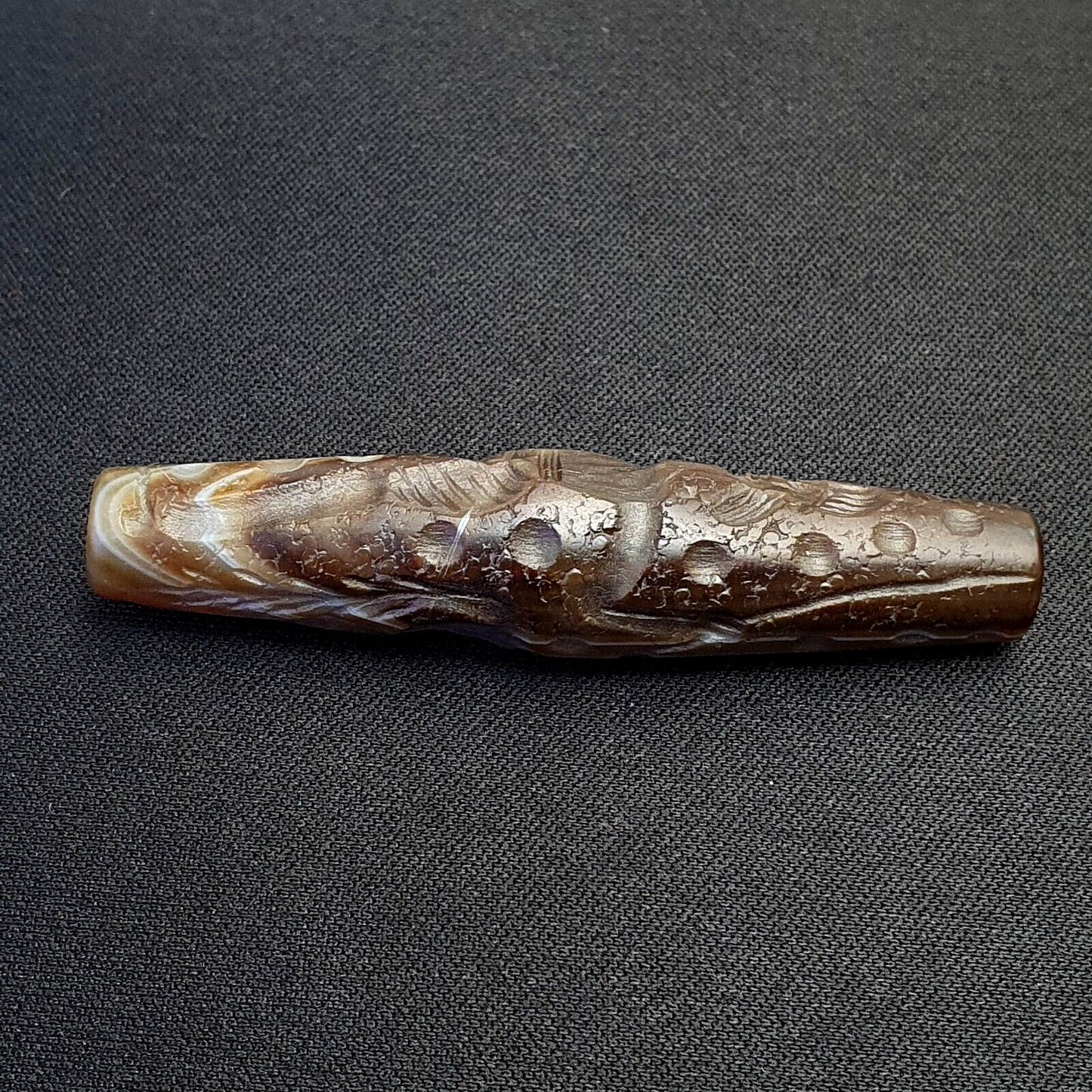 古董古印度西藏雕刻瑪瑙眼石珠護身符