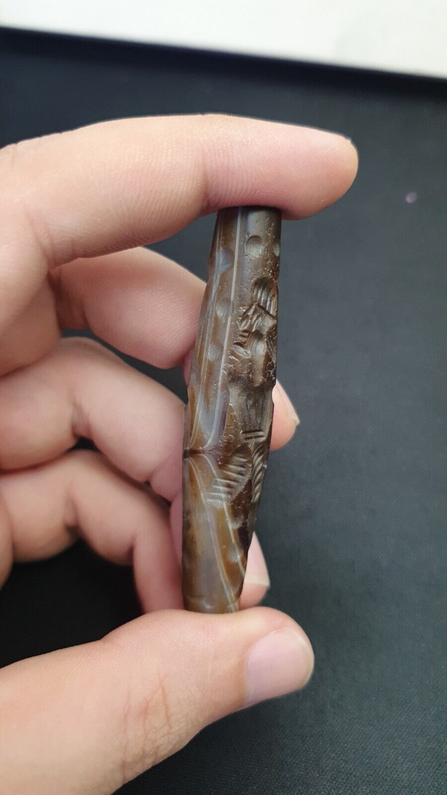 古董古印度西藏雕刻瑪瑙眼石珠護身符