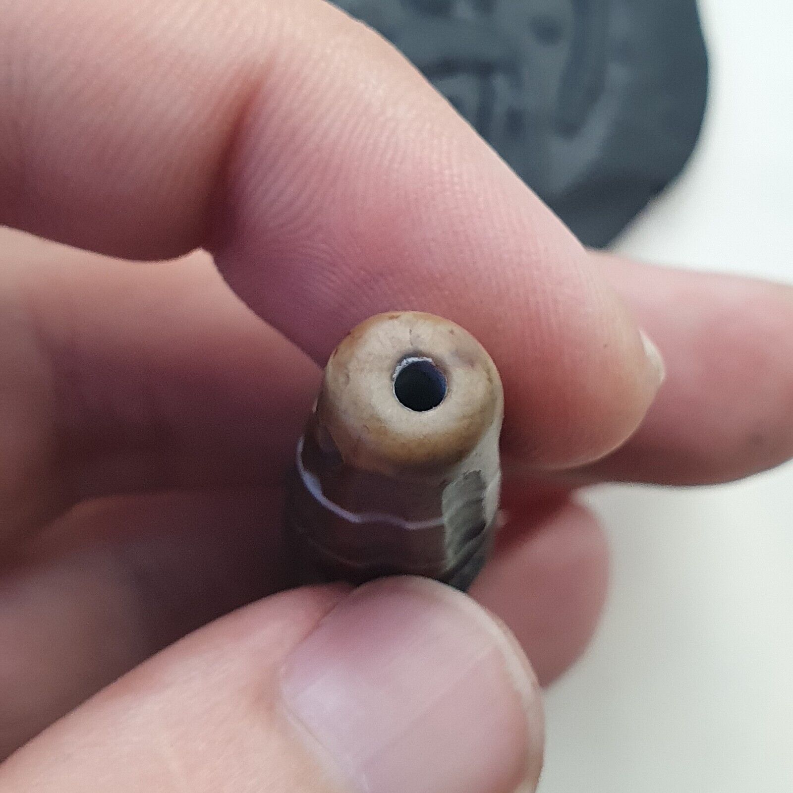 Antique Ancient INDO Tibetan Carving Agate Eye stone Bead Amulet Intaglio