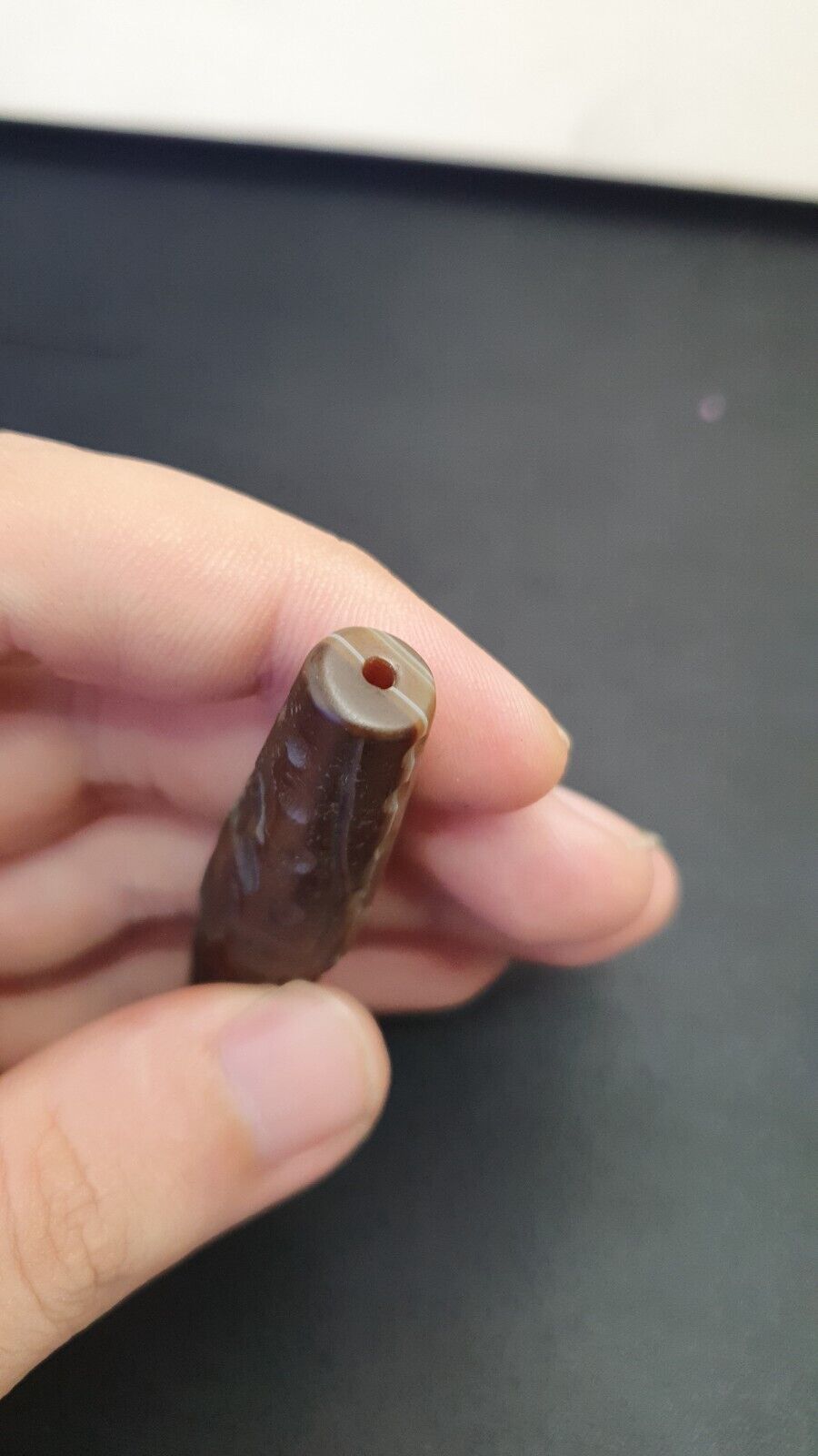 Antique Ancient Indo Tibetan Carving Agate Eye stone Bead Amulet