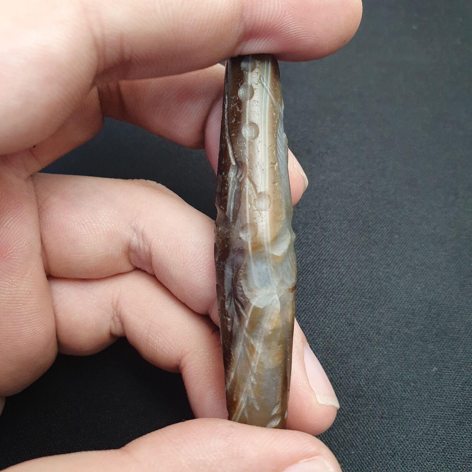 Antique Ancient Indo Tibetan Carving Agate Eye stone Bead Amulet