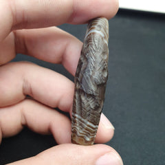 Horse & hunter Antique Ancient Indo Tibetan Carving Agate Eye stone Bead Amulet