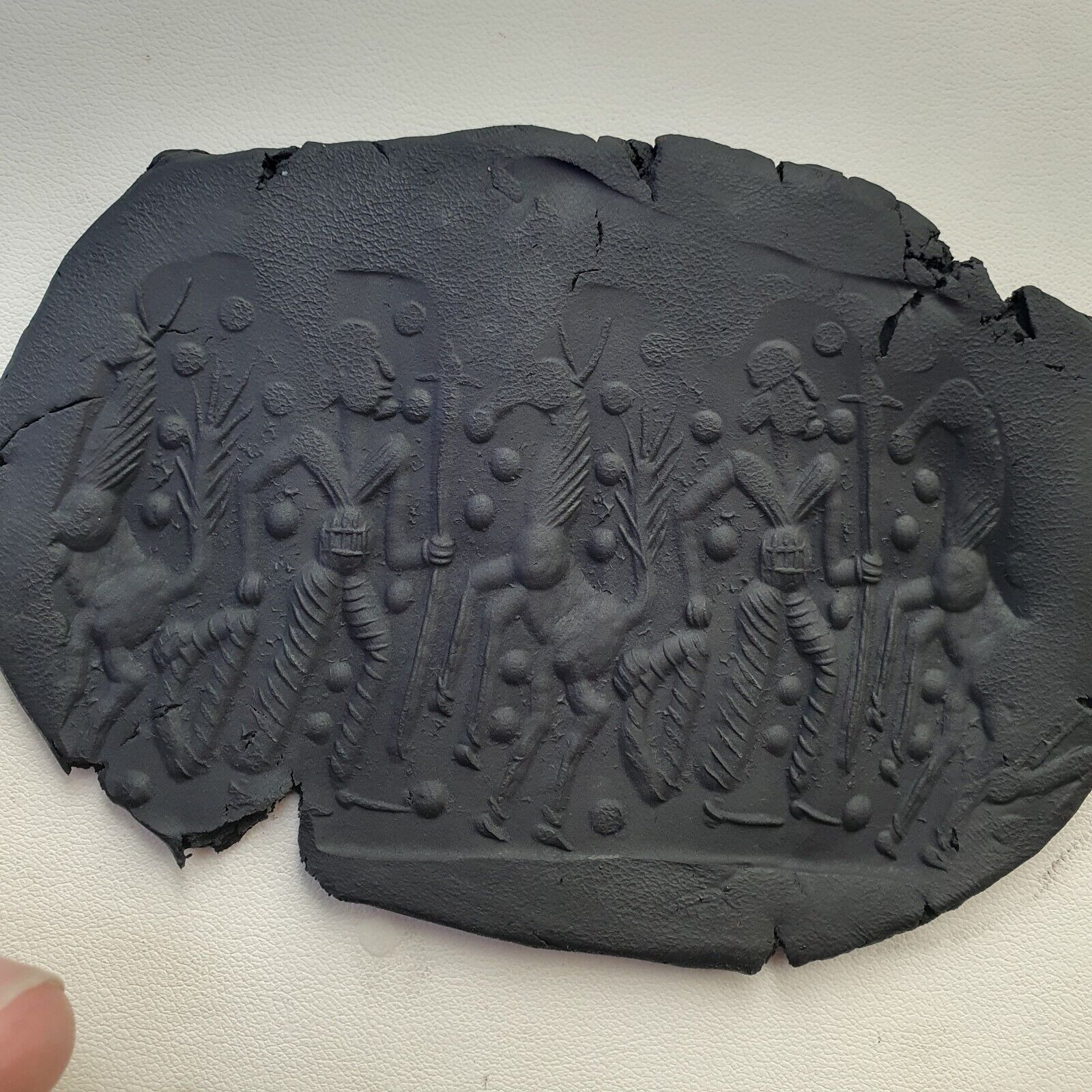 Horse & hunter Antique Ancient Indo Tibetan Carving Agate Eye stone Bead Amulet