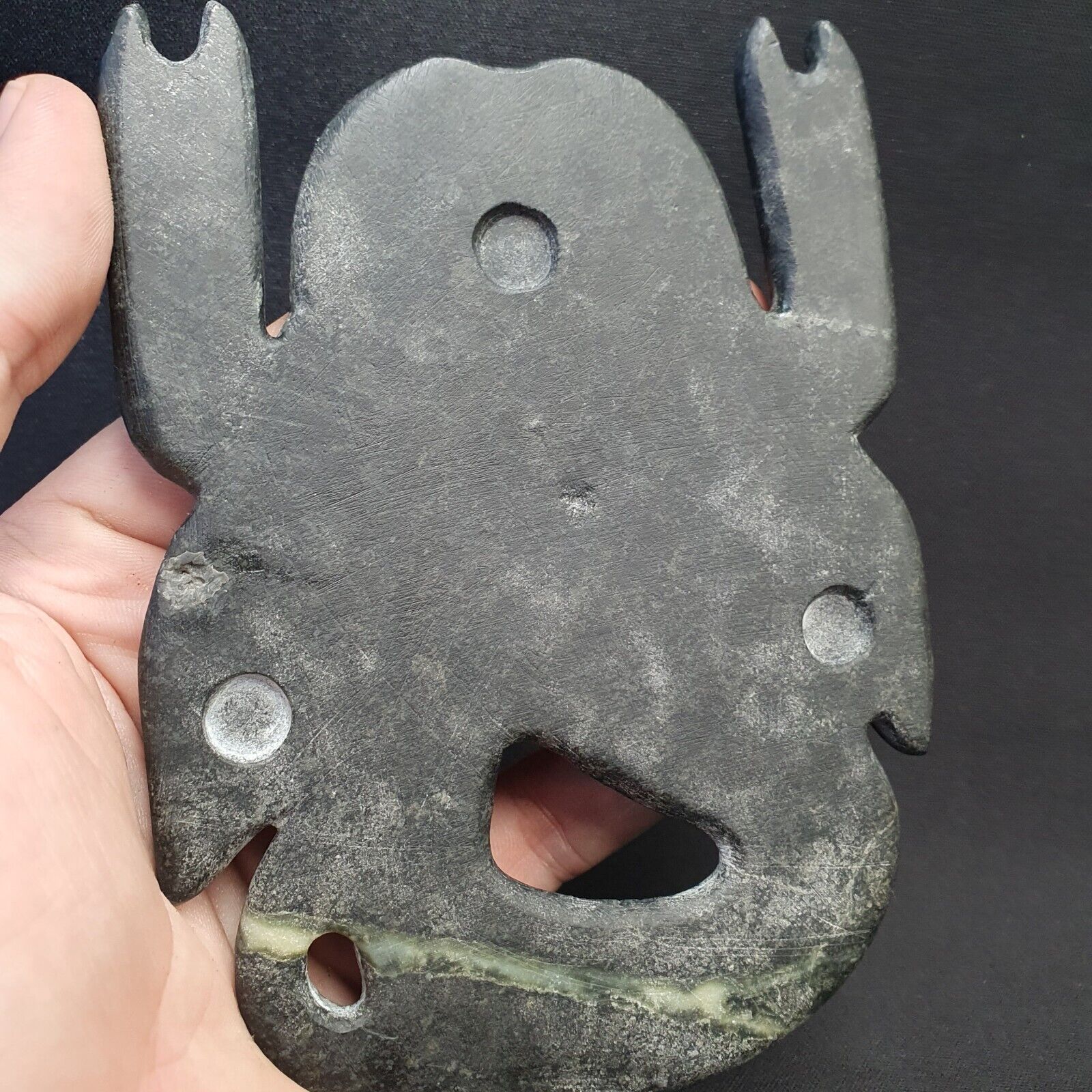 Ancient Jiroft Civilization Black chlorite Stone figure of mystical Scorpion