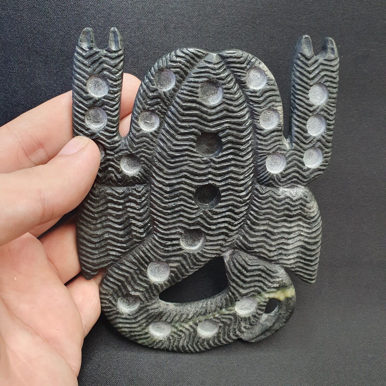 Ancient Jiroft Civilization Black chlorite Stone figure of mystical Scorpion