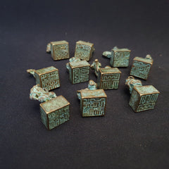Antike chinesische Bronze Tiere Siegel Stempel schöne Patina 10 Stück Lot 
