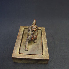Antique Chinese Bronze Dragon Lion Kings Seal Chop Stamp Nice Patina very Heavy